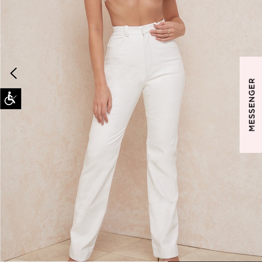 House of CB Inaya White Stretch Vegan Leather Trousers
